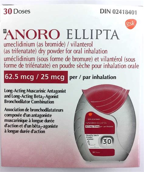 anoro ellipta 62.5/25mcg inhaler 30 metered doses