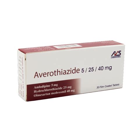 averothiazide 5/40/25mg 30 f.c. tabs.