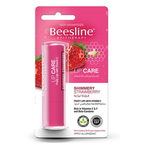 beesline lip care shimmery strawberry 4.5 gm