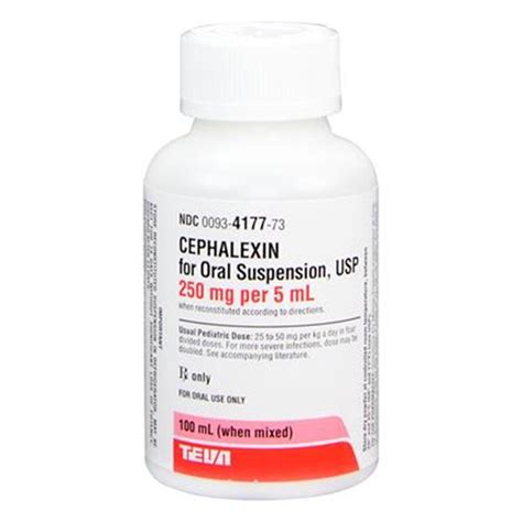 cephalexin 250mg/5ml susp. 60ml usp24