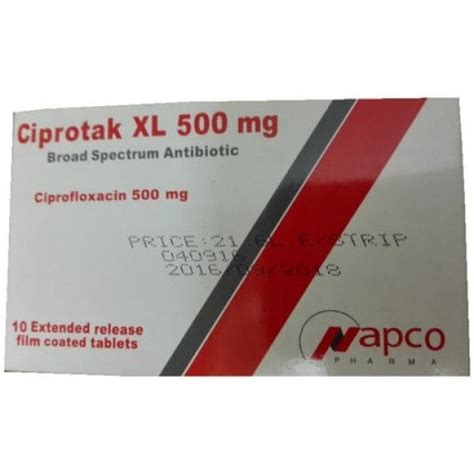 ciprotak xl 500 mg extended release 10 f.c.tab.