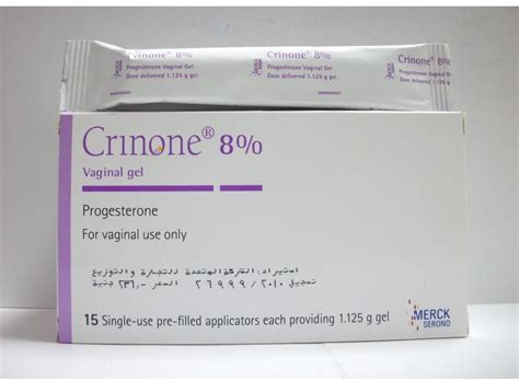 crinone 8% vag. gel 15 pre-filled applicators