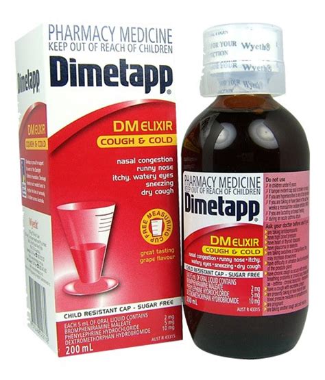dimetapp dm elixir cold&cough syrap 237 ml