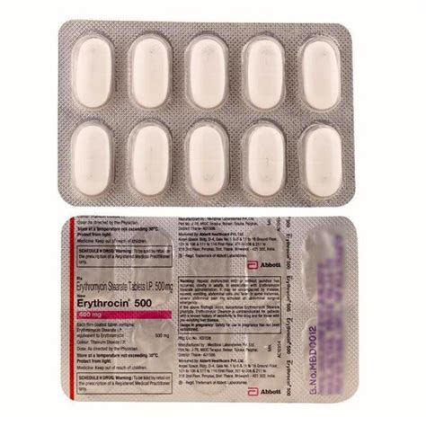 erythromycin stearate 500 mg 8 f.c. tab.