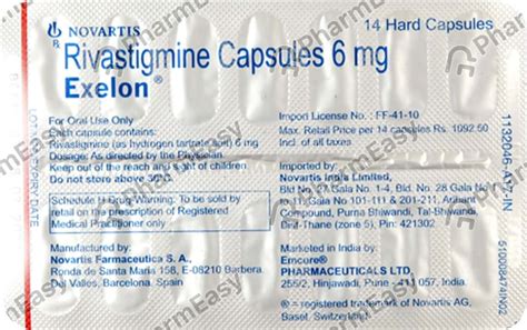 exelon 6mg 14/cap