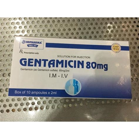 gentamicin 80mg/2ml 100 amps.