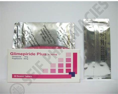 glimepiride plus 4/30 mg 30 scored tab.