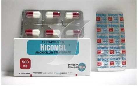 hiconcil 500mg 12 caps.