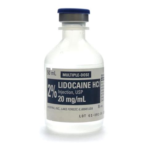 lidocaine hcl 20mg/ml vial im iv sc 50 ml (net price)