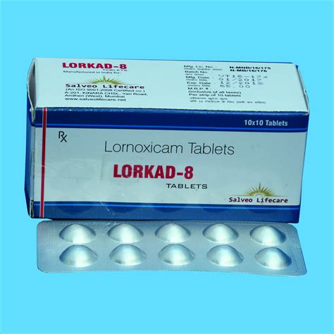 lornox 8mg 10 f.c. tabs.