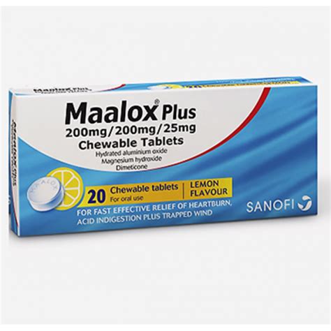 maalox plus 200/200/25mg 40 chewable tab.
