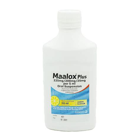 maalox plus (lemon flavoured) 355ml susp.