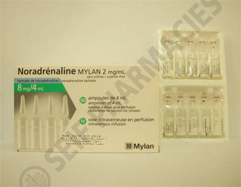 سعر دواء noradrenaline mylan 8mg/4ml i.v 50 amp.