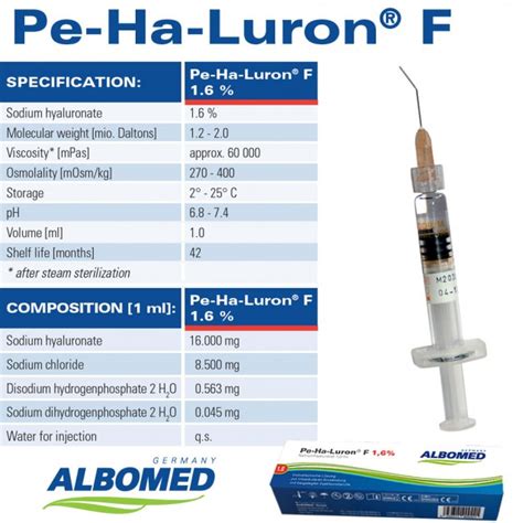 pe-ha-luron f 1.6% (1ml) prefilled syringe.