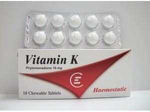 vitamin k 10mg 10 chew. tabs.