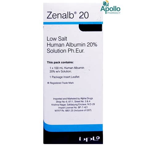سعر دواء zenalb-20 20% i.v.vial